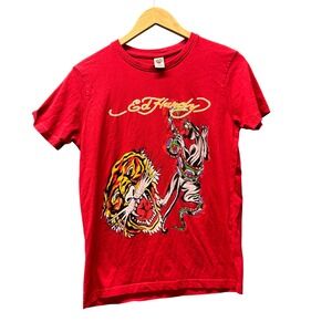 Ed Hardy T-Shirt Kids Youth 15/16 Graphic Tiger Panther Red Y2K Style Tee